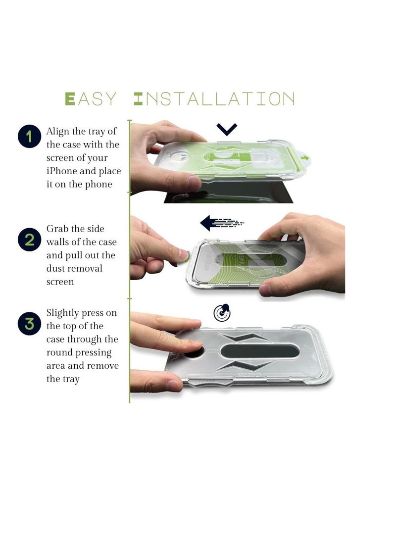 DIGI CORE 3 Pack Full Coverage iPhone 15 Pro Max Magsafe Case With Camera Lens For iPhone 15 Pro Max Screen Protector 6.7 Inch Easy Installation Kit Auto Alignment 9H Hard 99.99% HD Clear Bubble Free - Image 5