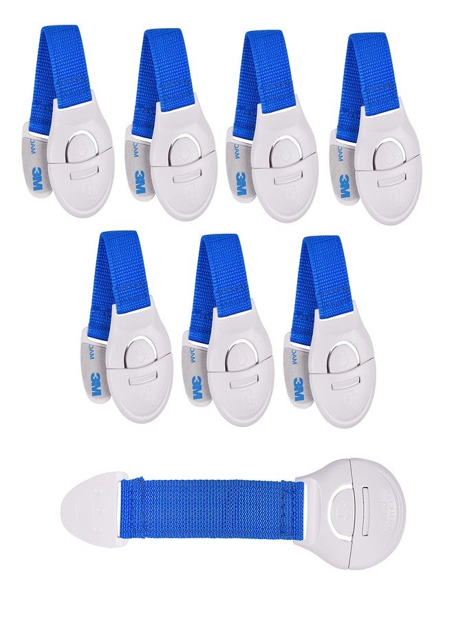 KitschKitsch® 8pcs Baby Infant Child Proofing Safety Locks Latches Door Cupboard Cabinet Fridge Drawer Locks (Blue) - Image 1