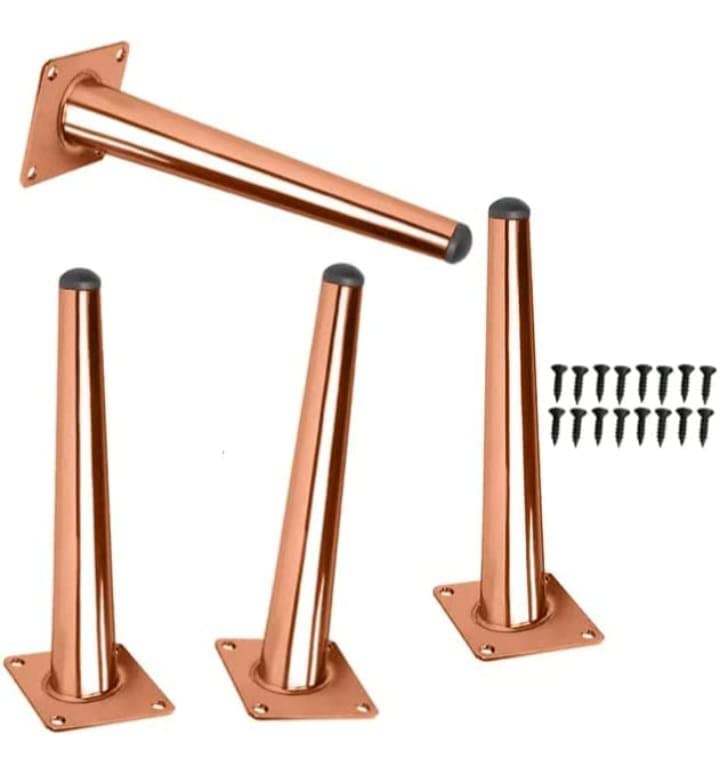 Fascination FASINATION Sofa Legs Sofa Furniture PVD Glossy Finish Cone Shape Design Sofa Leg Set of 4 4 InchRose Gold - Image 1