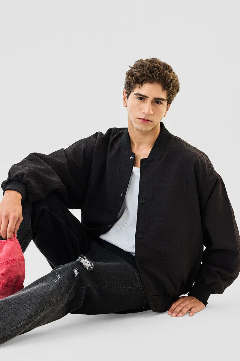 SNITCH Snap Button Oversized Bomber Jacket