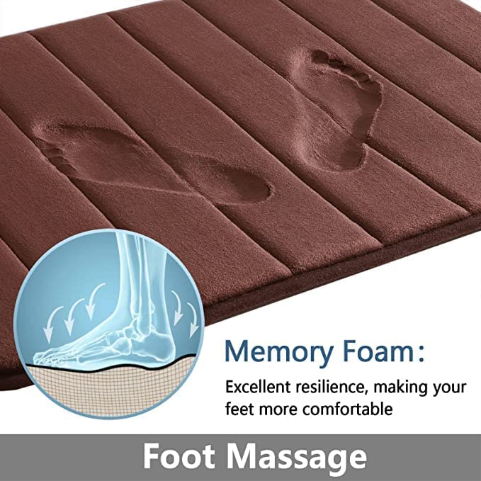 GALENO Memory Foam Bathroom Door Mat 40 cm X 60 cm NonSlip Anti Skid Ultra Soft Super Water Absorption Thick and Easy to Dry Color Coffee - Image 2