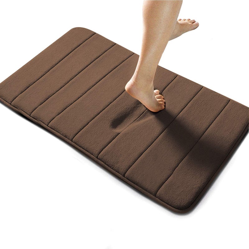 GALENO Memory Foam Bathroom Door Mat 40 cm X 60 cm NonSlip Anti Skid Ultra Soft Super Water Absorption Thick and Easy to Dry Color Coffee - Image 1