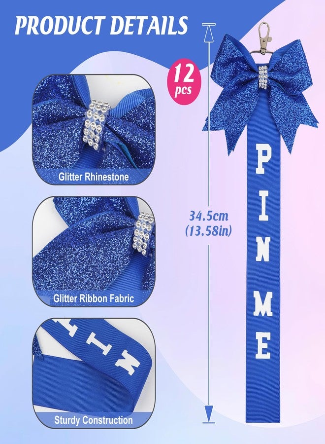 Starry 12 PCS Cheer pin me Ribbon Cheer Bow Keychain for Backpack Bag Blue Glitter Cheerleader Stuff with 30 Set Cheer Pins Spririt Clips Wooden Pins Gifts for Girls Bow Pin Holder - Image 2