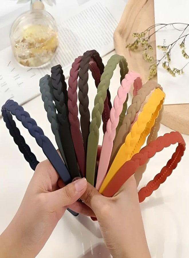 Freebies Women Fashion Braided Plastic Twist Thin Headbands Hair Loop Clasp Glitter Hairbands Elastics Hair Bands for Thick Fine Hair Accessories (Pack of 6) - Image 2