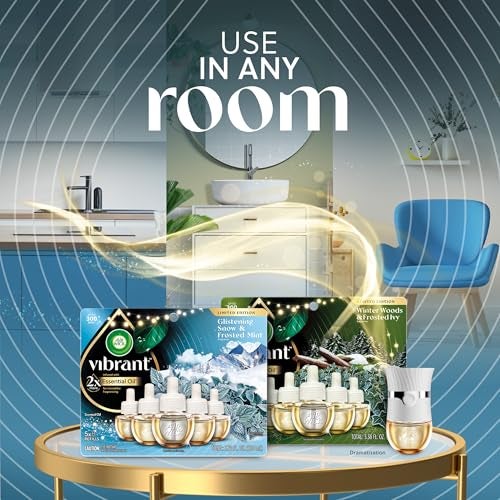 Air Wick Plug In Advanced Scented Oil,Glistening Snow + Frosted Mint,Air Fresheners for Home Long Lasting, Room Freshener, Air Freshener Plug In, House Essentials for Small Spaces + Large Spaces,5 ct - Image 4