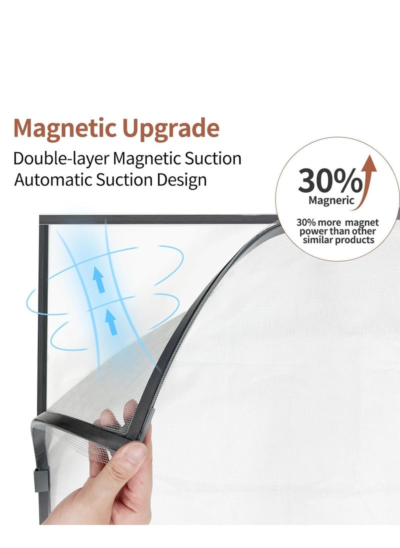KASTWAVE - DIY Window Screen Anti Mosquito Mesh Window Screens for House Windows Magnetic Screen Window Adjustable Net Fiberglass Fine Screen with Grey Mesh (39''x59'') - Image 1