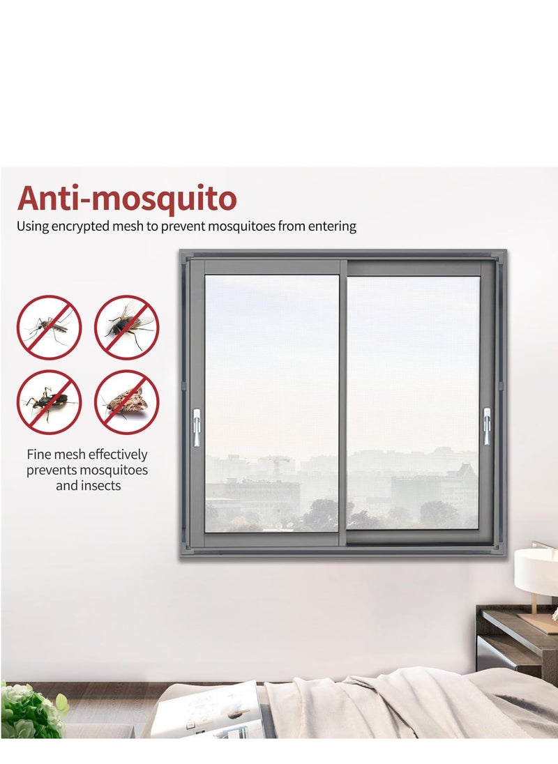 KASTWAVE - DIY Window Screen Anti Mosquito Mesh Window Screens for House Windows Magnetic Screen Window Adjustable Net Fiberglass Fine Screen with Grey Mesh (39''x59'') - Image 1