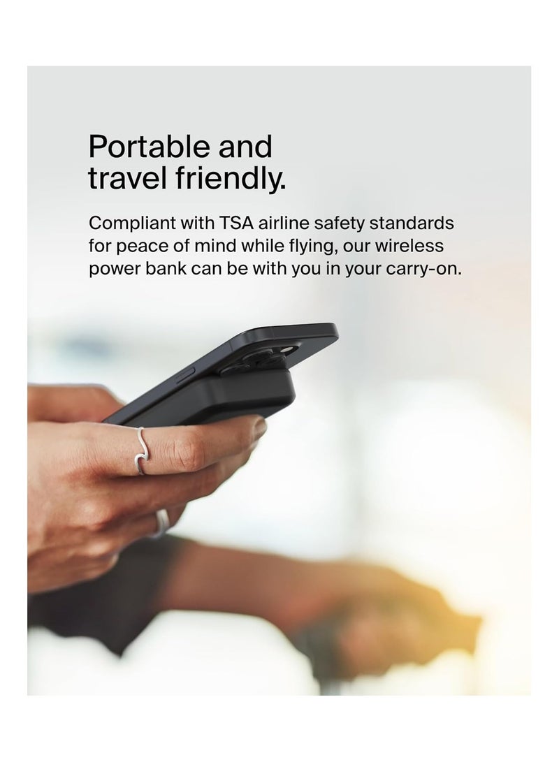 belkin 10000 mAh BoostCharge Pro Wireless Power Bank 10000mAh with Qi2, MagSafe Compatible Portable Charger + Built-in Pop-up Kickstand - For iPhone 16, 16 Plus, 16 Pro, 16 Pro Max, iPhone 15, and More - Black - Image 4