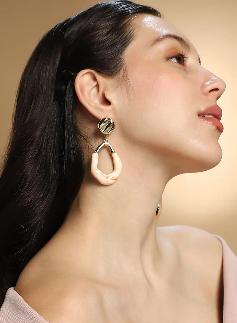 Sohi  Women The Calacatta Drop Earrings | California  Colour | One-Size | Metallic Acrylic & Alloy Material | Push Back Closure | Earrings For Casual & Evening Wear for Women | Best Price UAE
