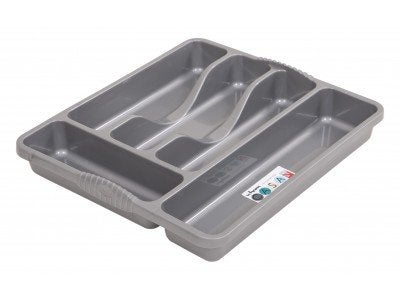 Wham Silver 5 Compartment Plastic Cutlery Holder Tray Drawer Organiser Rack