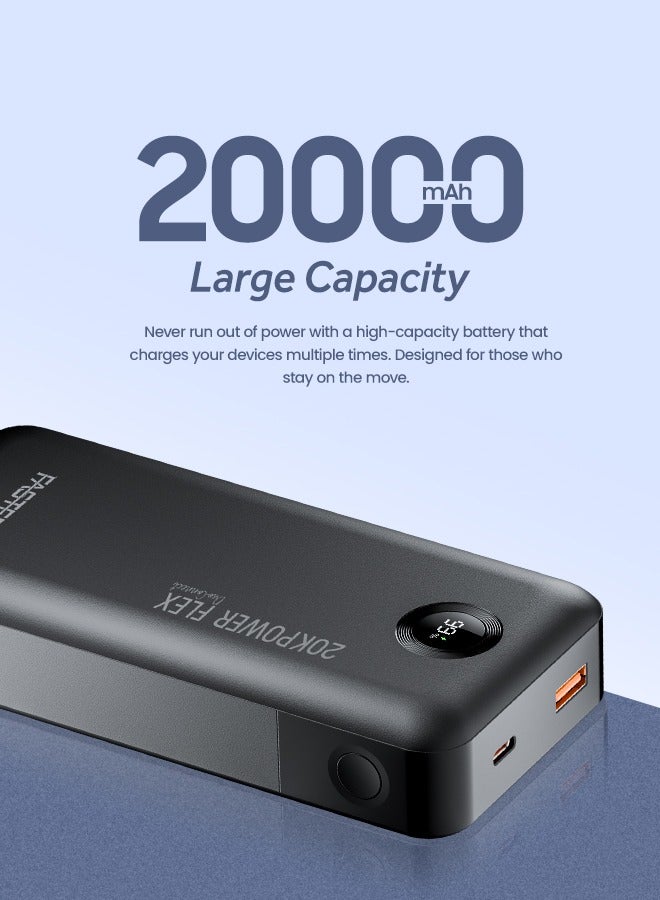 Faster PowerFlex PD20K Powerbank- 22.5W 20000mAh Power Bank 20W USB-A & 18W USB-C Input/Outputs LED Digital Display- Fast Charging Dual Built-in Type-C Portable Charger Compatible for iOS Android Phones Tablets Gaming Devices Smart Watches - Image 5