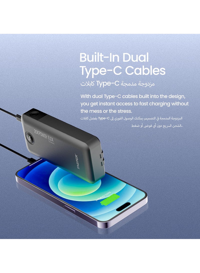 Faster PowerFlex PD20K Powerbank- 22.5W 20000mAh Power Bank 20W USB-A & 18W USB-C Input/Outputs LED Digital Display- Fast Charging Dual Built-in Type-C Portable Charger Compatible for iOS Android Phones Tablets Gaming Devices Smart Watches - Image 2