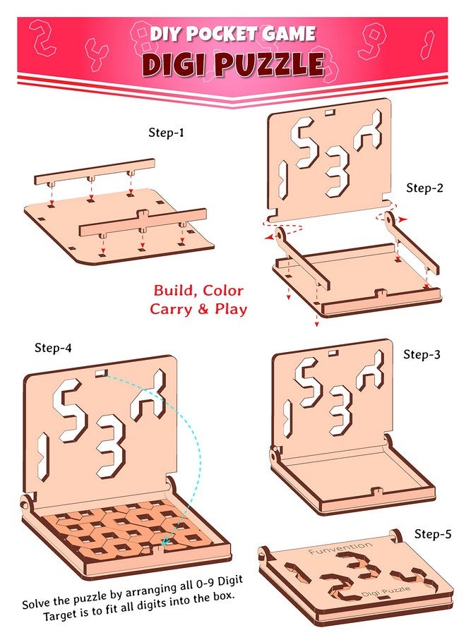 فنفينشين لعبة سفر جيبية من Funvention DIY DigiPuzzle للأطفال من سن 4 سنوات فما فوق، لعبة لوحية تعليمية ممتعة، أفضل هدايا عيد الميلاد - Image 4