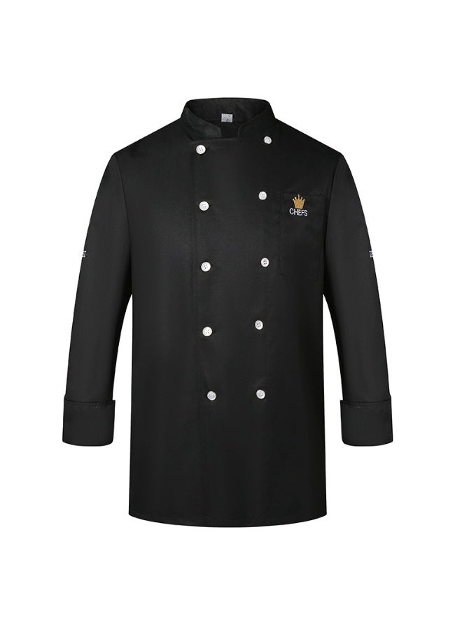 NIBEMINENT Mens Hotel Chef Uniform Kitchen Cooking Jacket Long Sleeve Food Service Restaurant Cook Coat Bakery Cafe Waiter Work Shirt - Image 1