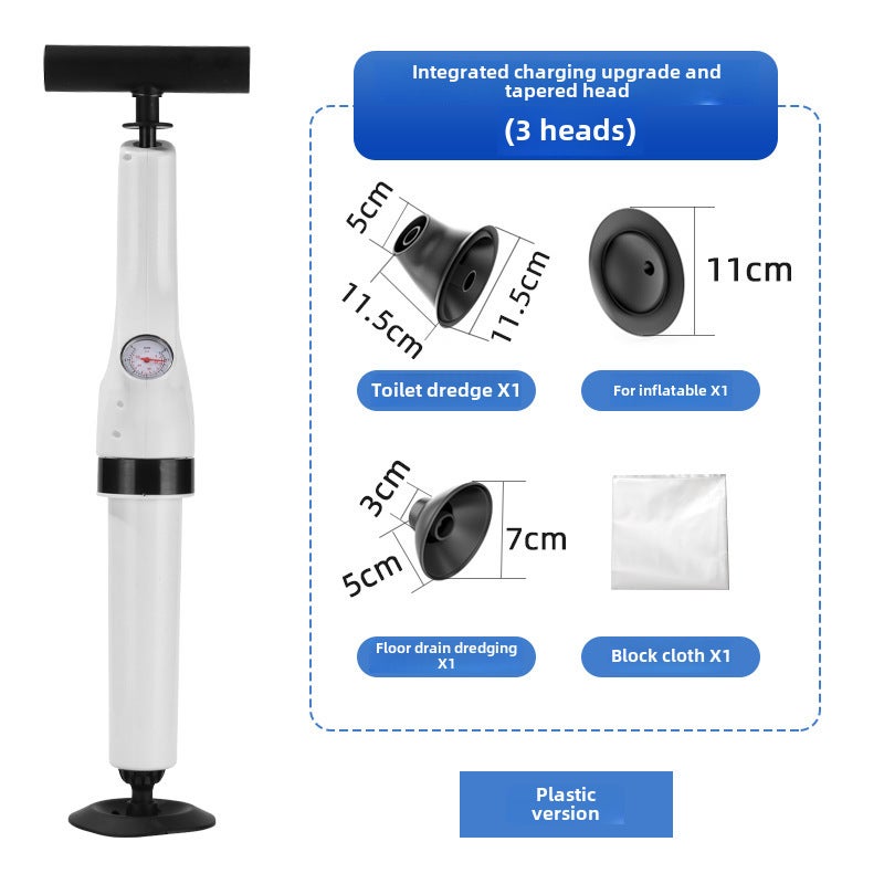 Pipe Dredge, One-Shot Air Pressure Toilet, Toilet Floor Drain, Sewer Toilet Dredge Manufacturer Wholesale(Rash one-piece tapered plug comes standard with 3 heads) - Image 1