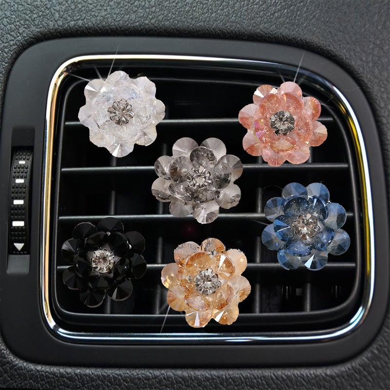 Black Gray Car Air Vent Hook Flower Crystal Ornament Women Interior Supplies - Image 1