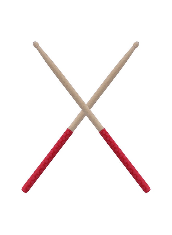 Generic 1-Pair Drumstick 5A  Anti Slip Drumstick Antiskid Drum Sticks Maple Wood Drumsticks Triangular Tip with Non-Slip Wrapped Handle Musical Instrument Drum Set Accessories  - Image 1