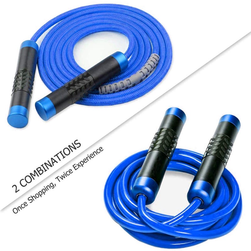 Redify Weighted Jump Rope for Workout Fitness(1LB), Tangle-Free Ball Bearing Rapid Speed Skipping Rope for MMA Boxing Weight-loss,Aluminum Handle Adjustable Length 9MM Fabric Cotton+9MM Solid PVC Rope - Image 2