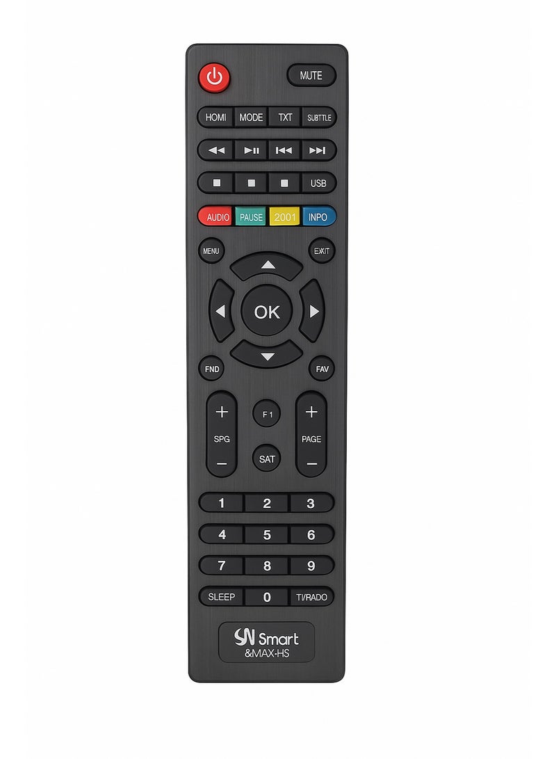 جهاز تحكم عن بعد عالمي لجهاز كيوماكس HD2 – أسود – بديل شامل لأجهزة استقبال Qmax – يحتوي على أزرار USB، الوضع، الترجمة وغيرها