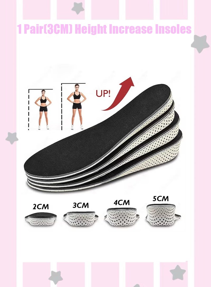 1 Pair Height Increase Insoles, Memory Foam Unisex Full-Length Invisible Heel Lift Inserts (2-3cm - Image 1