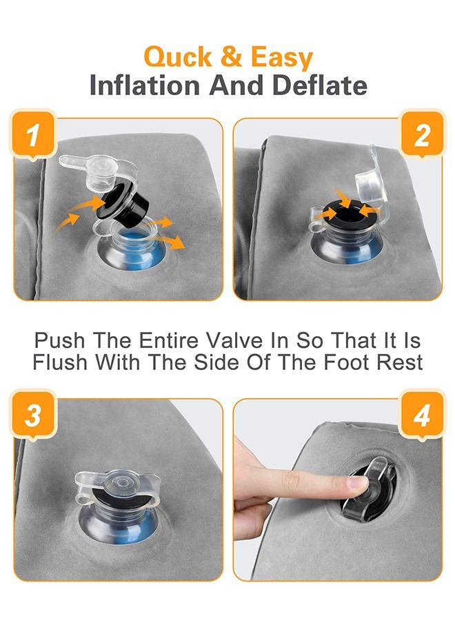 عربست 3 طبقات ارتفاع قابل للتعديل وسائد وسادة مسند قدم قابلة للنفخ للطائرة وسادة السفر مكتب المنزل رمادي 43x38x23cm - Image 5