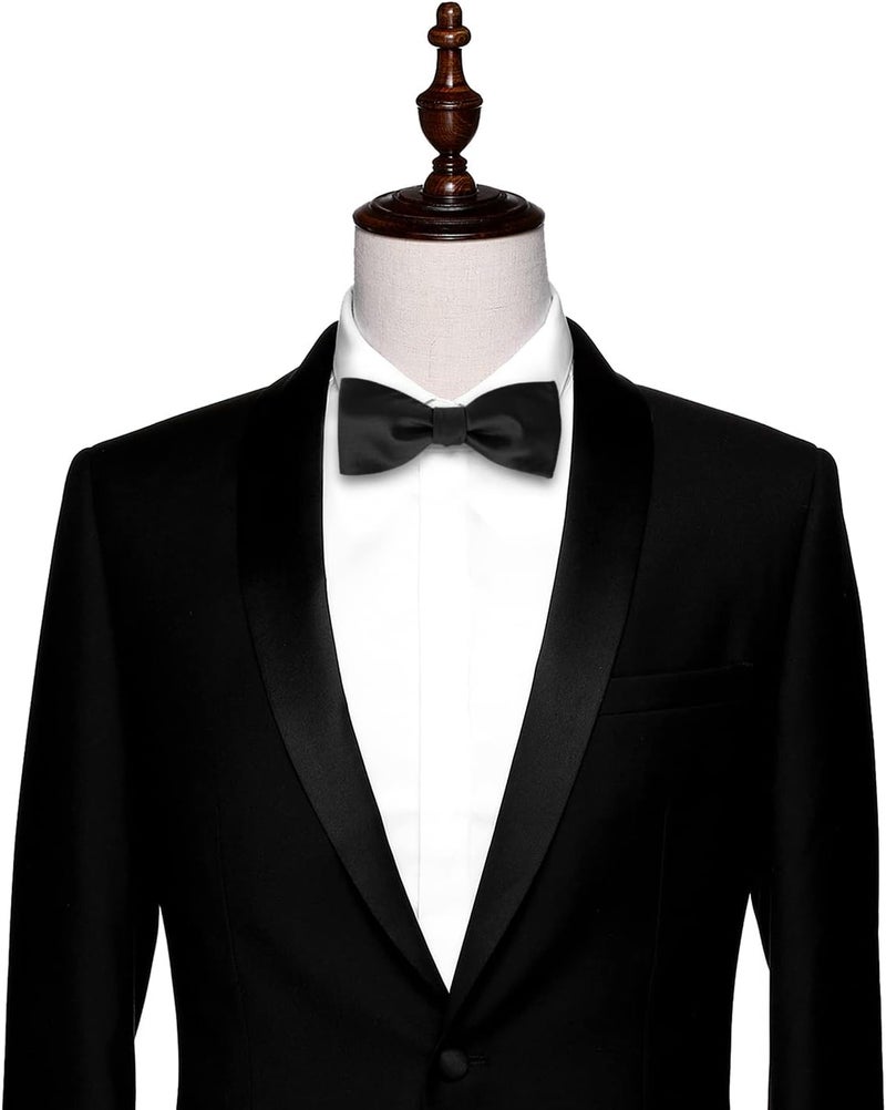 pensee Mens Solid Bowtie Woven Self Tie Bow Ties Tuxedo & Wedding Bowties - Image 5