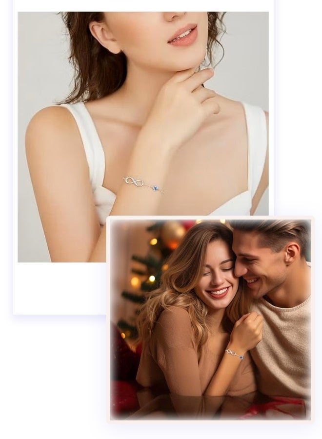 Infinity Heart Birthstone Charm Bracelet for Women, Adjustable Link Bracelet, Perfect Mother's Day, Anniversary, or Birthday Jewelry Gift for Wife, Girlfriend, or Her - Image 4