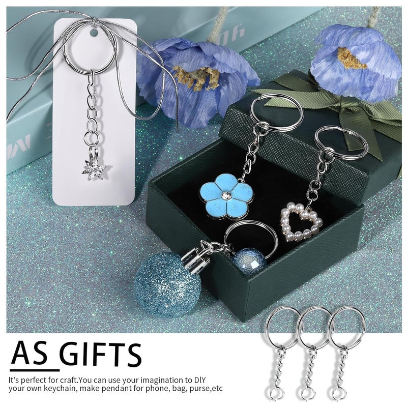 eS3kube eS³kube Metal Split Keychain Ring Parts - 50 Key Chains 25mm with 26mm Chains and 50pcs Open Jump Ring for Craft Key Ring (50)  - Image 5
