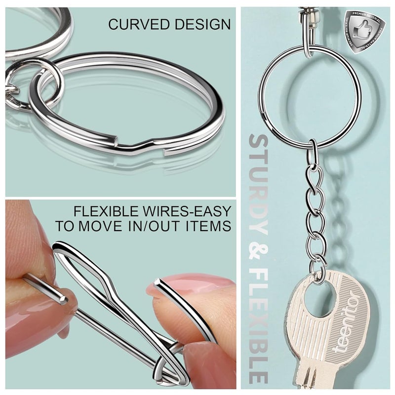 eS3kube eS³kube Metal Split Keychain Ring Parts - 50 Key Chains 25mm with 26mm Chains and 50pcs Open Jump Ring for Craft Key Ring (50)  - Image 4