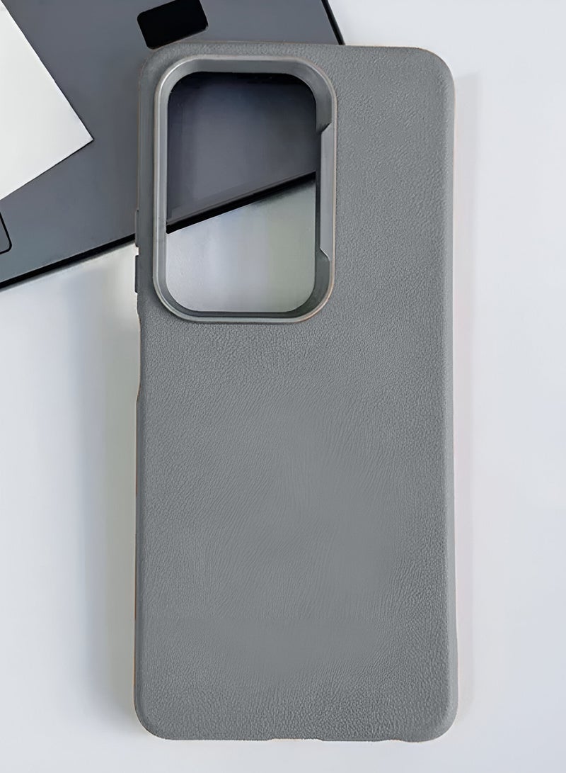 Wtech Realme C75 5G 2025 Anti-fingerprint Luxury Soft Leather PU Back Cover Protective Shield Case Cover (MCFLSN) - Grey - Image 4