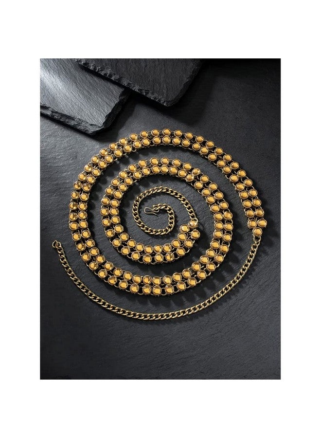 Aheli Indian Bollywood Wedding Faux Kundan Studded Waist Belt Kamarbandh Kamar Patta Ethnic Fashion Jewelry For Women - Image 2