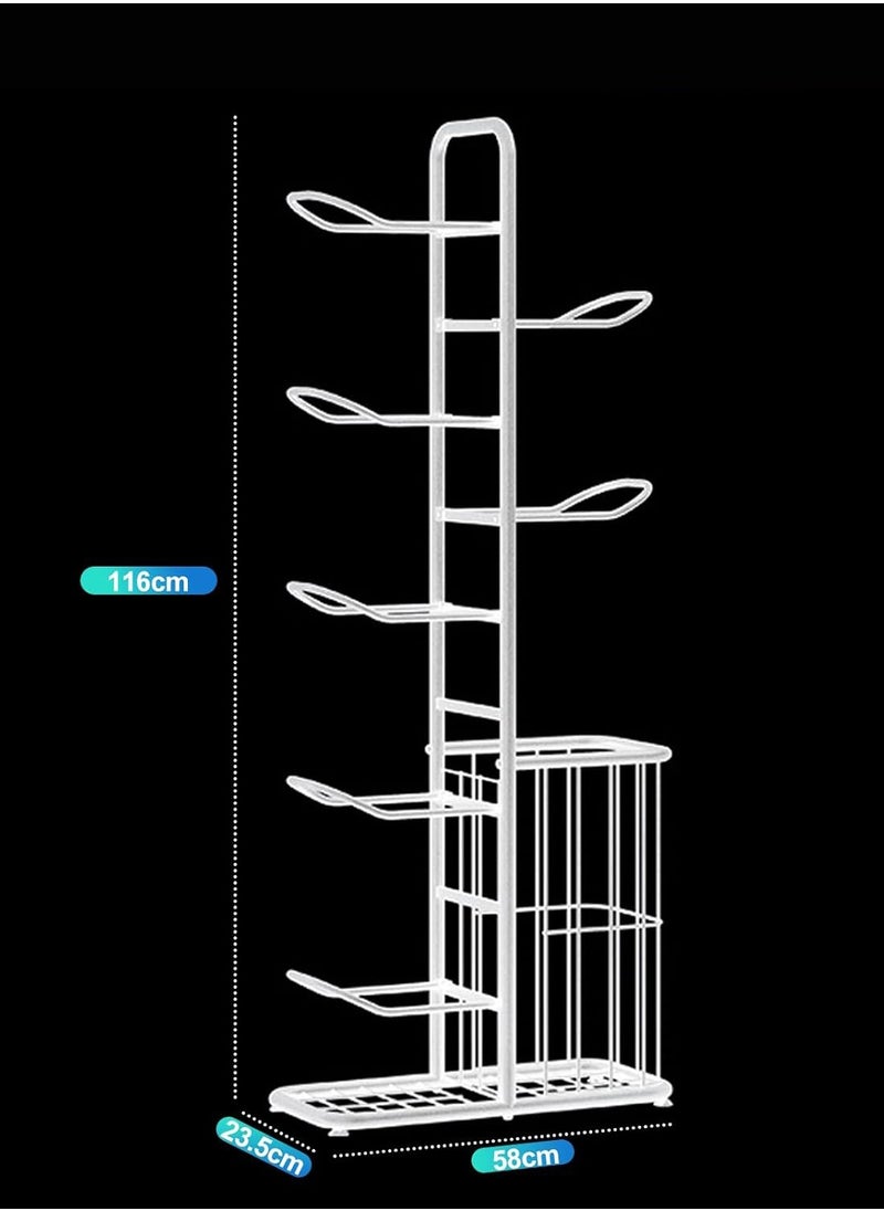 DubaiGallery Basketball Display Rack with Storage Basket for Household, Sports Equipment Rack Garage Sports Organizer Display Stand for Balls  - Image 4