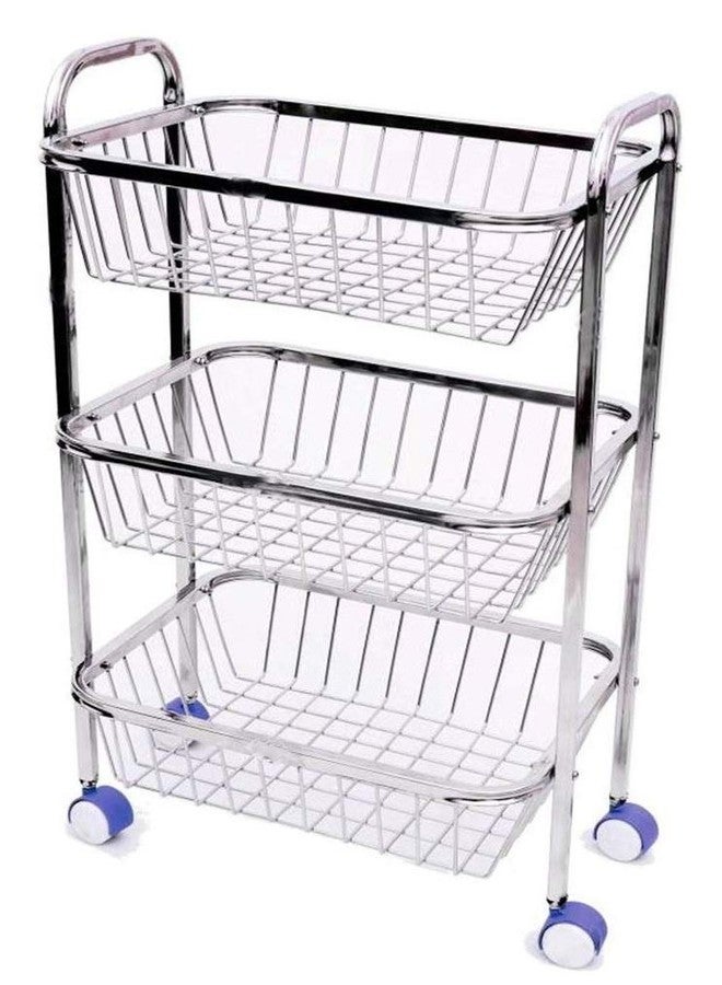 SHREE SAI TRADERS Stainless Steel 3 Layer Kitchen Trolley Rack (Silver) - 2 KG - Image 1