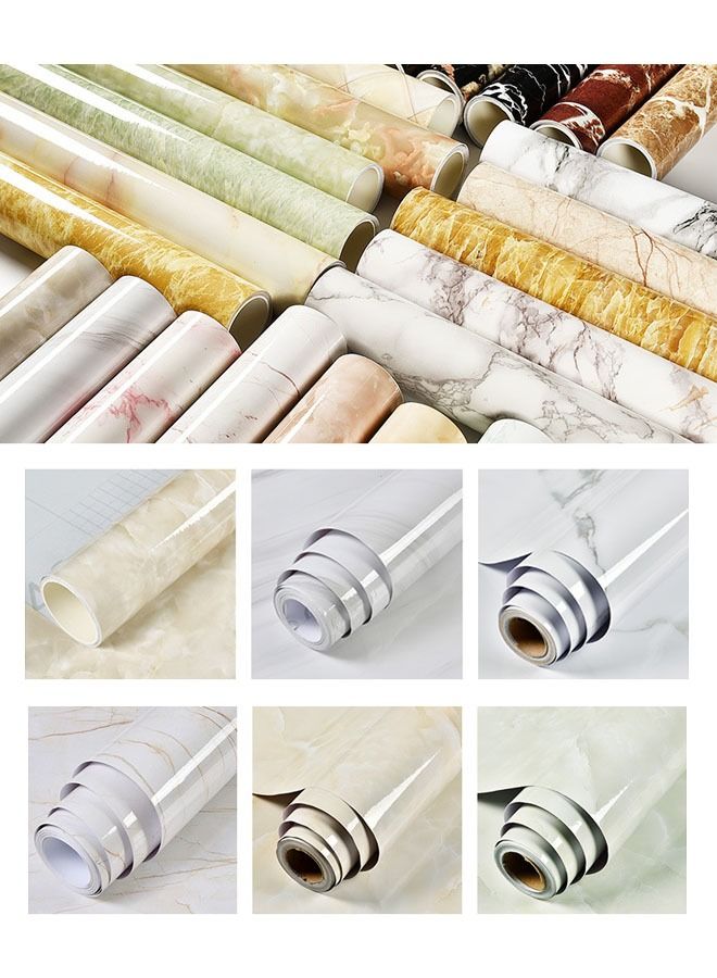 ZCM-HAPPY Marble Pattern Self-Adhesive Waterproof and Oil-Proof Wall Sticker Wallpaper Suitable for Kitchen Bathroom 500x60cm - Image 5