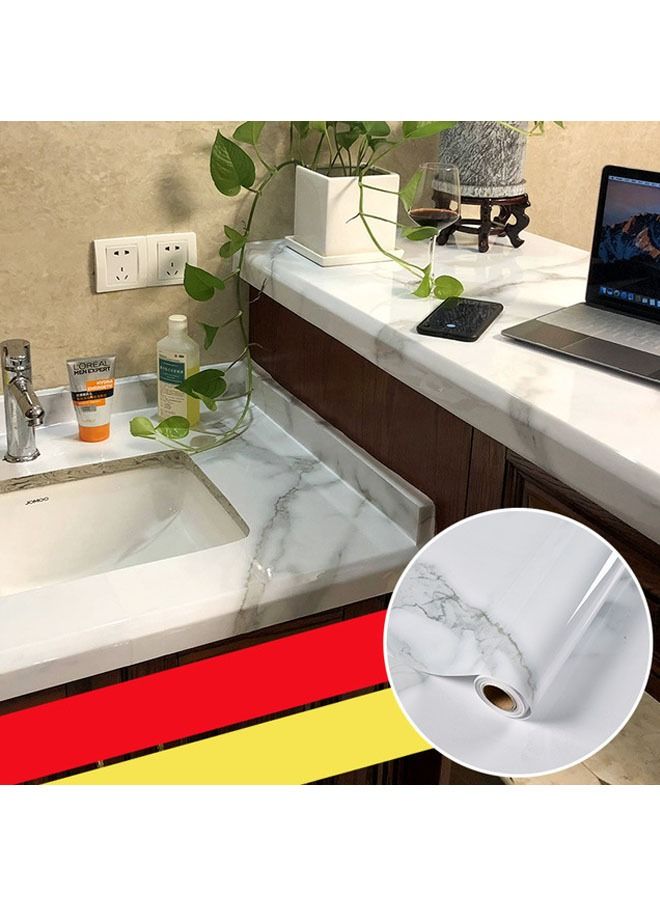 ZCM-HAPPY Marble Pattern Self-Adhesive Waterproof and Oil-Proof Wall Sticker Wallpaper Suitable for Kitchen Bathroom 500x60cm - Image 4