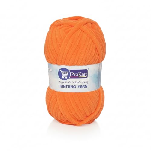 ProKart Premium Blankie Wool, Plush & Cuddly, Chenille Yarn Supersoft Hand Knitting Wool Ball | Blanket Thick/Mottu Yarn Ball Suitable for Hand Knitting and Crocheting (Bright Orange, 100gms x 4 Pack) - Image 2