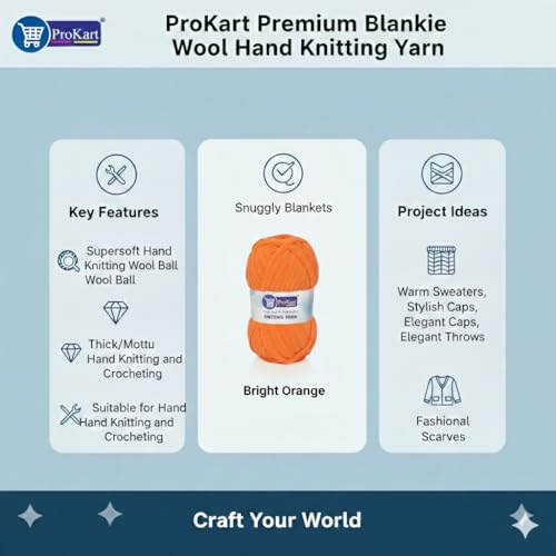 ProKart Premium Blankie Wool, Plush & Cuddly, Chenille Yarn Supersoft Hand Knitting Wool Ball | Blanket Thick/Mottu Yarn Ball Suitable for Hand Knitting and Crocheting (Bright Orange, 100gms x 4 Pack) - Image 5