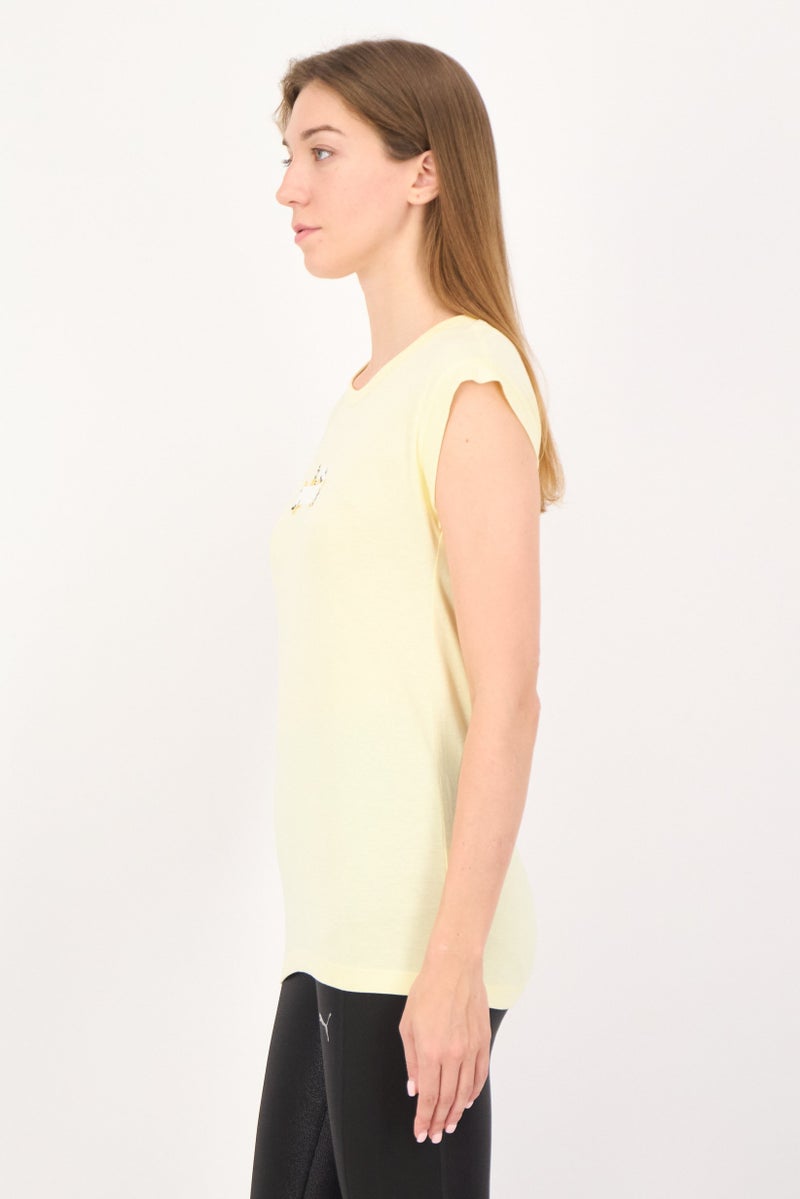 PUMA Women Relaxed Fit Cap Sleeves Outdoor T-shirt, Light Yellow - Image 2