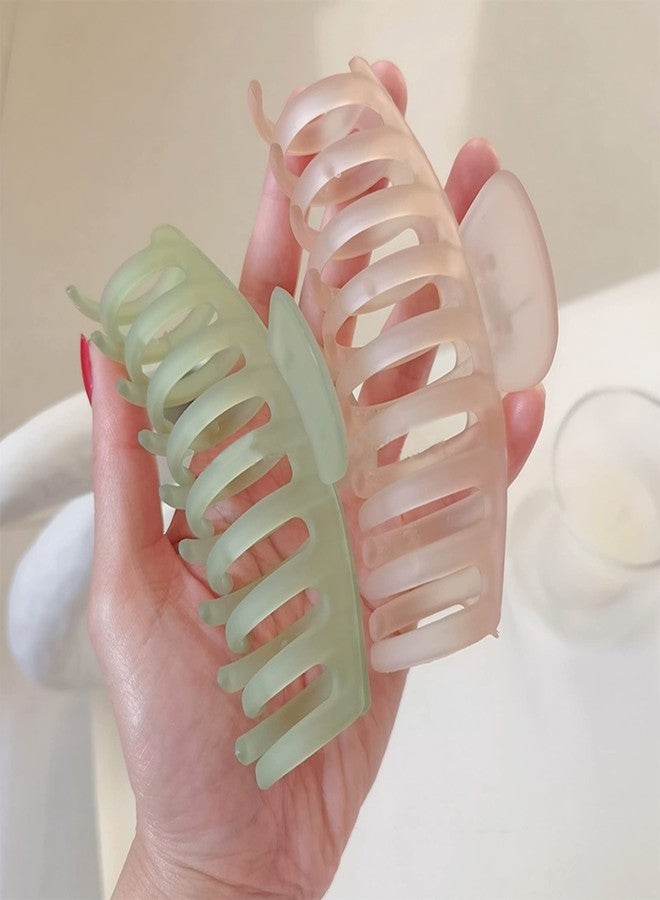 Truvic Korean Style Large Plastic Transparent Multicolor Matte Hair Claw Clips Long Jaw Clutches Hair Accessories for Women and Girls (3 Pcs) - Image 2