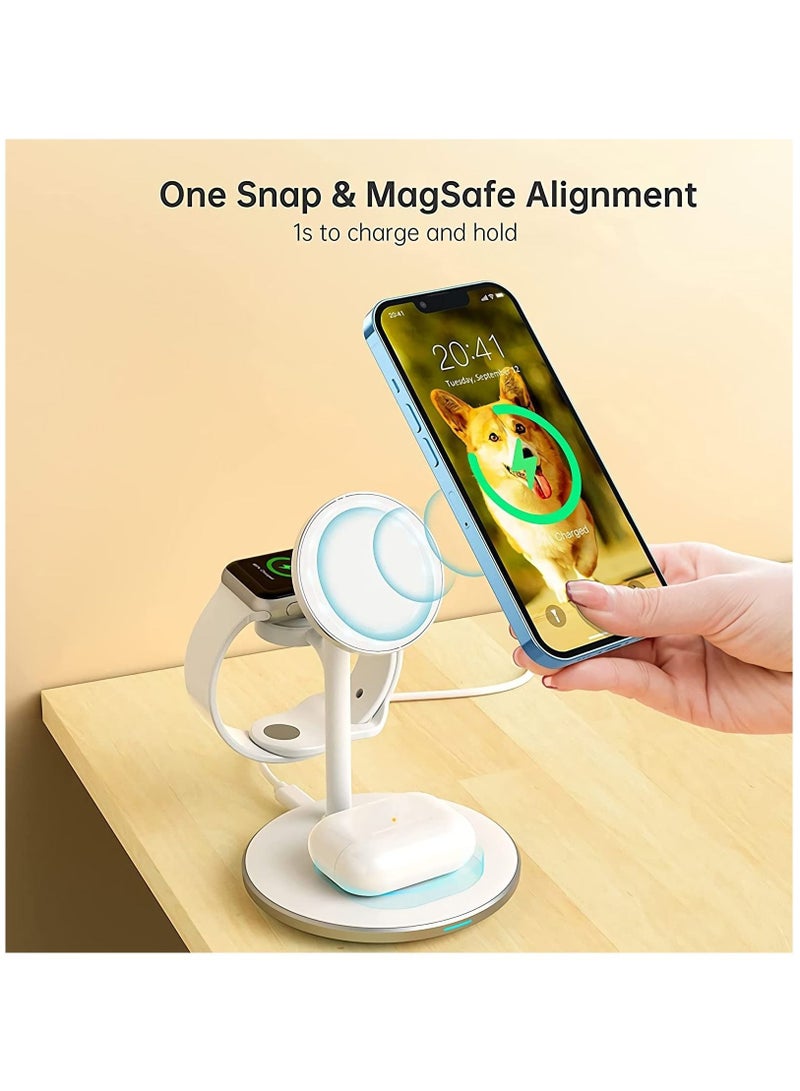XiuWoo Wireless Charging Station for Multiple Devices, 15W Fast Mag Charger Stand - Image 4