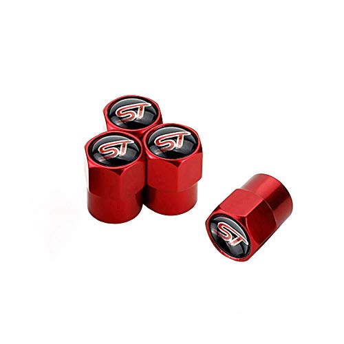 GO-OPP GO-UPP 4Pcs ST Logo Metal Car Wheel Tire Valve Stem Caps for Ford ST Focus Mondeo kuga Fiesta ecosport s-max Edge Mustang Transit Taurus f150 Exploror Decorative Accessory, Red - Image 1