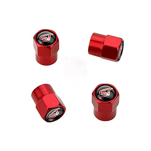 GO-OPP GO-UPP 4Pcs ST Logo Metal Car Wheel Tire Valve Stem Caps for Ford ST Focus Mondeo kuga Fiesta ecosport s-max Edge Mustang Transit Taurus f150 Exploror Decorative Accessory, Red - Image 3