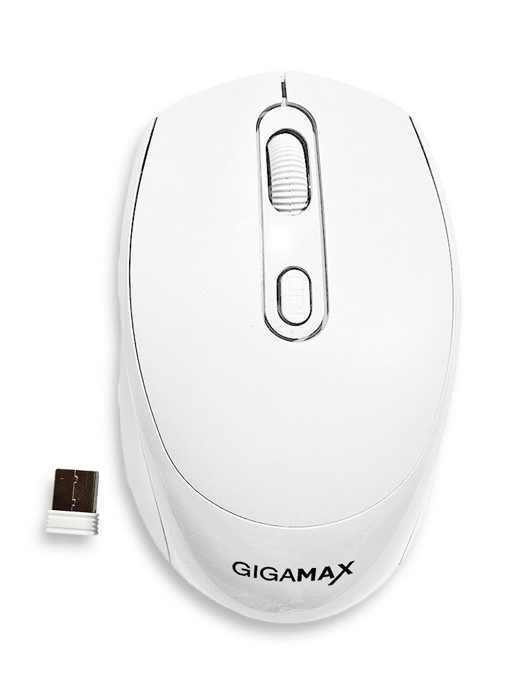 Gigamax - Wireless Desk office Mouse, G-1400, 1600 DPI Wired/Wireless Functional Mouse with 3 Modes Connectivity, Bluetooth and 2.4G Wireless, 4 Macro Buttons, Long Lasting Rechargeable Battery Capacity and for PC/Mac/Laptop , white - Image 1