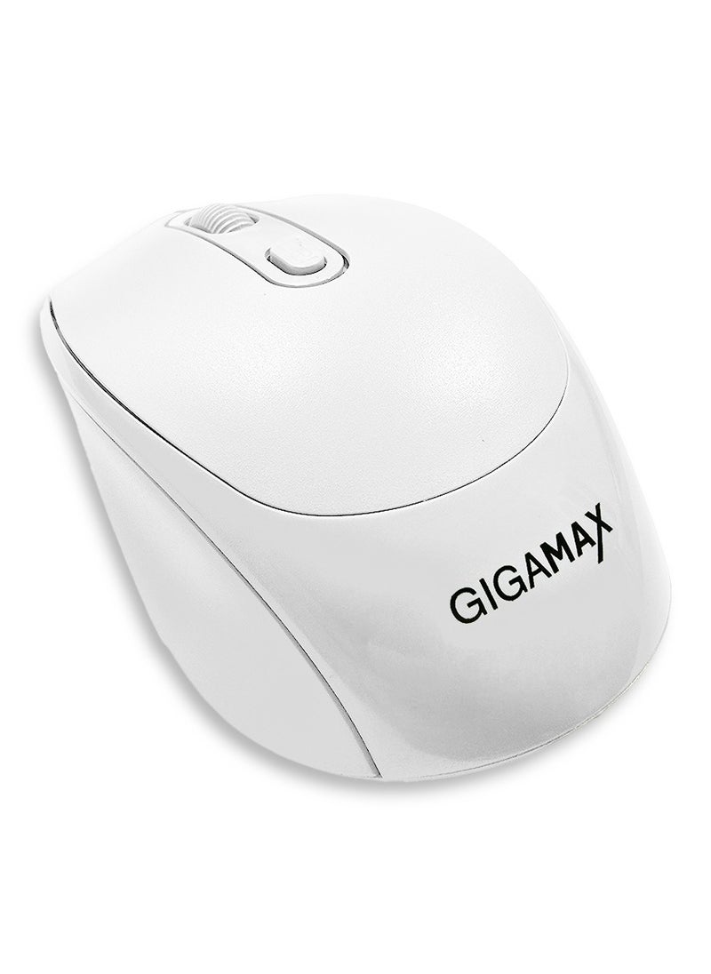 Gigamax - Wireless Desk office Mouse, G-1400, 1600 DPI Wired/Wireless Functional Mouse with 3 Modes Connectivity, Bluetooth and 2.4G Wireless, 4 Macro Buttons, Long Lasting Rechargeable Battery Capacity and for PC/Mac/Laptop , white - Image 1