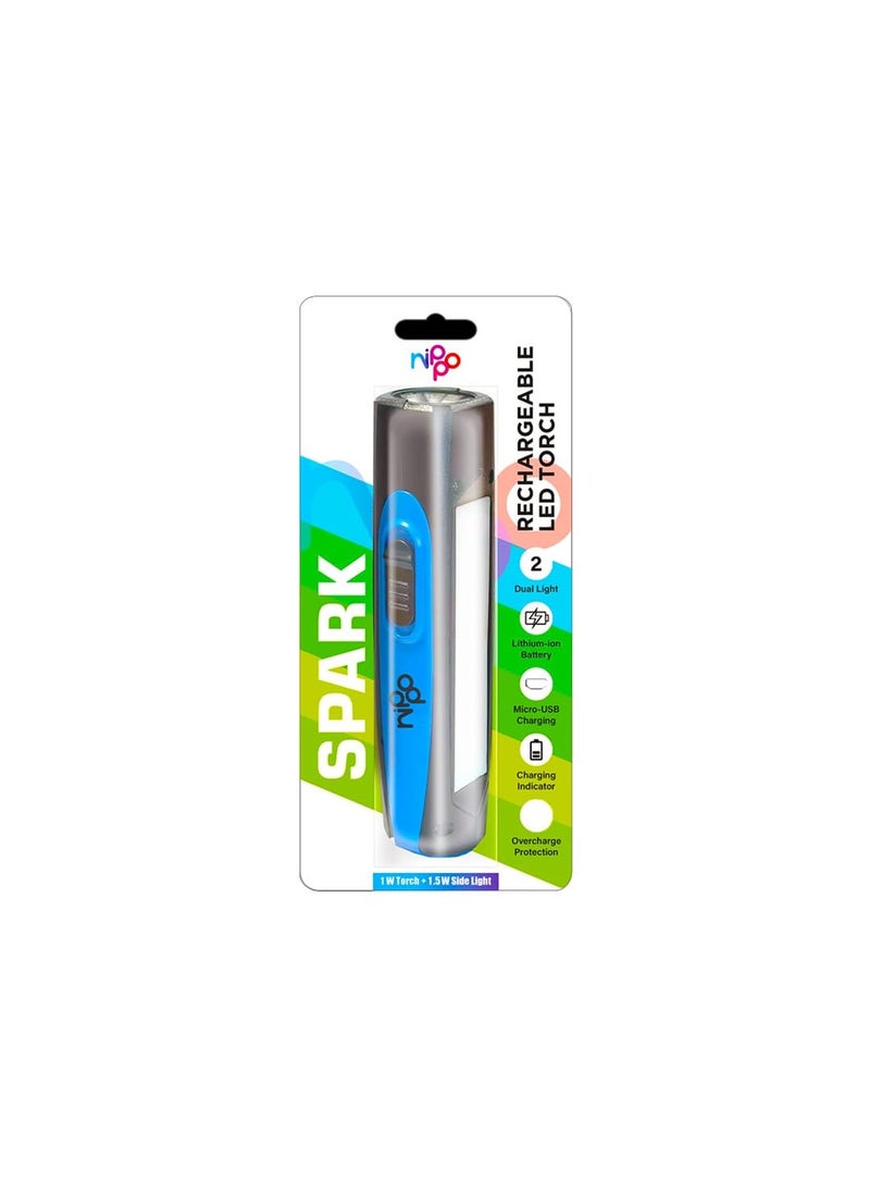 Nippo Nippo Spark Rechargeable 1W LED Torch with 15 W Side Light 600 mah Lithiumion Battery with 15 hrs Back up B Type Blue  - Image 1