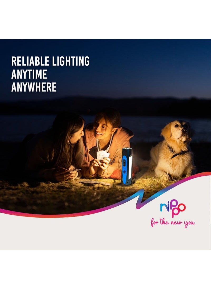 Nippo Nippo Spark Rechargeable 1W LED Torch with 15 W Side Light 600 mah Lithiumion Battery with 15 hrs Back up B Type Blue  - Image 5