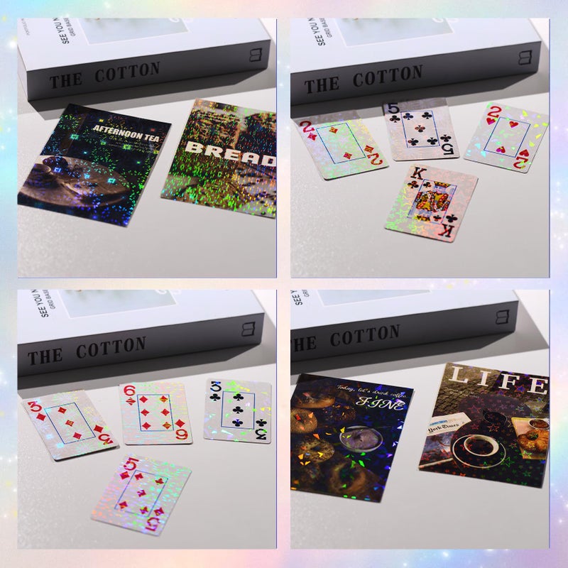 Cosrk 36 Sheets Holographic Sticker Paper, Clear Vinyl Laminate Film for Stickers Waterproof, Transparent Overlay Lamination Sticker Paper Self-Adhesive, 6 Patterns-8.5x11 Inch - Image 5