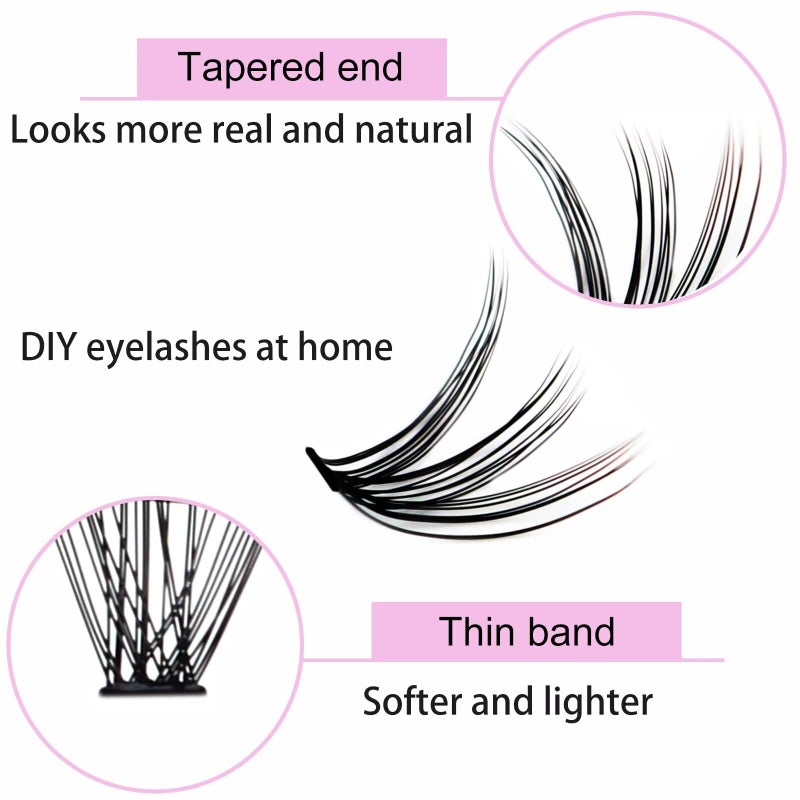LAUBESS Individual Lashes 240pcs DIY Eyelash Extension 20D C Curl Cluster Lashes Natural Look Long Individual Lash Extensions Volume Lash Cluster Eyelashes (20D-0.07C-9-16mm) - Image 3