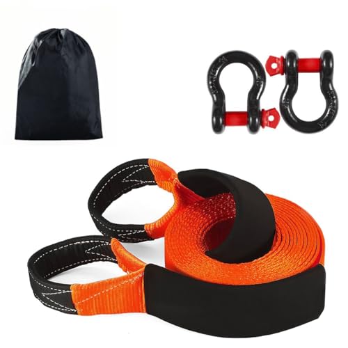 STHIRA® 16.4ft Towing Rope Heavy Duty Towing Straps with 2 Shackles Locks & Storage Bag Tow Rope with Reflective Strip Max 17,000-Pound Capacity Belt for Car,Sedans SUVs Pickup Trucks - Image 1