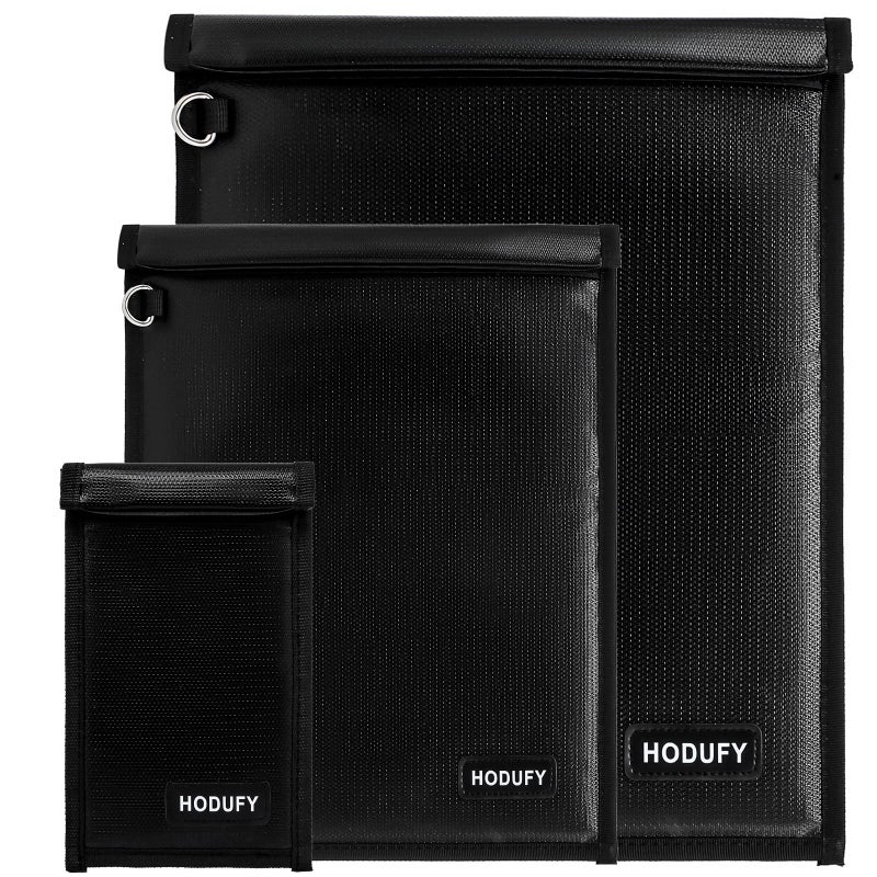 Hodufy Faraday Bag for Laptops Tablets Car Keys 3 Pack Faraday Cage Faraday Key Fob Protector Fireproof Waterproof RFID Bag Car Key Signal BlockerBlack - Image 2